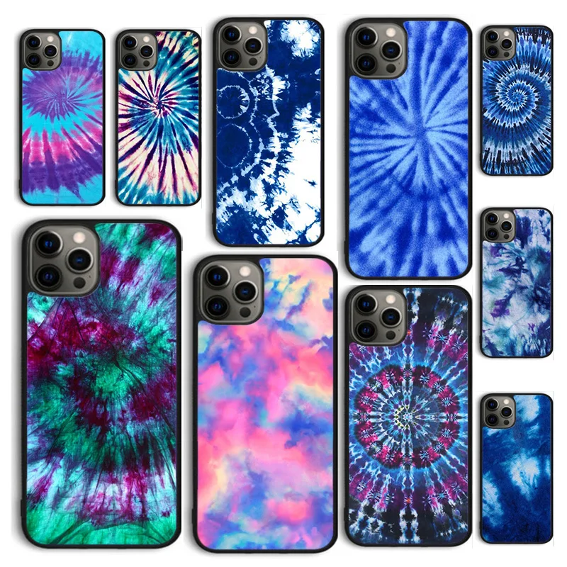 Autumu Blue Tie Dye Phone Case Cover for iPhone 16 15 12 mini 11 13 14 Pro Max SE 2020 Apple 6S 7 8 Plus Coque