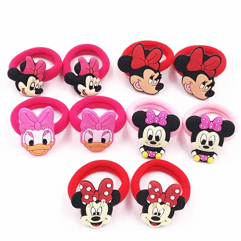 10PCS Mickey Minnie Daisy Donald Elastic Hair Rubber Band Headband Girls Cartoon