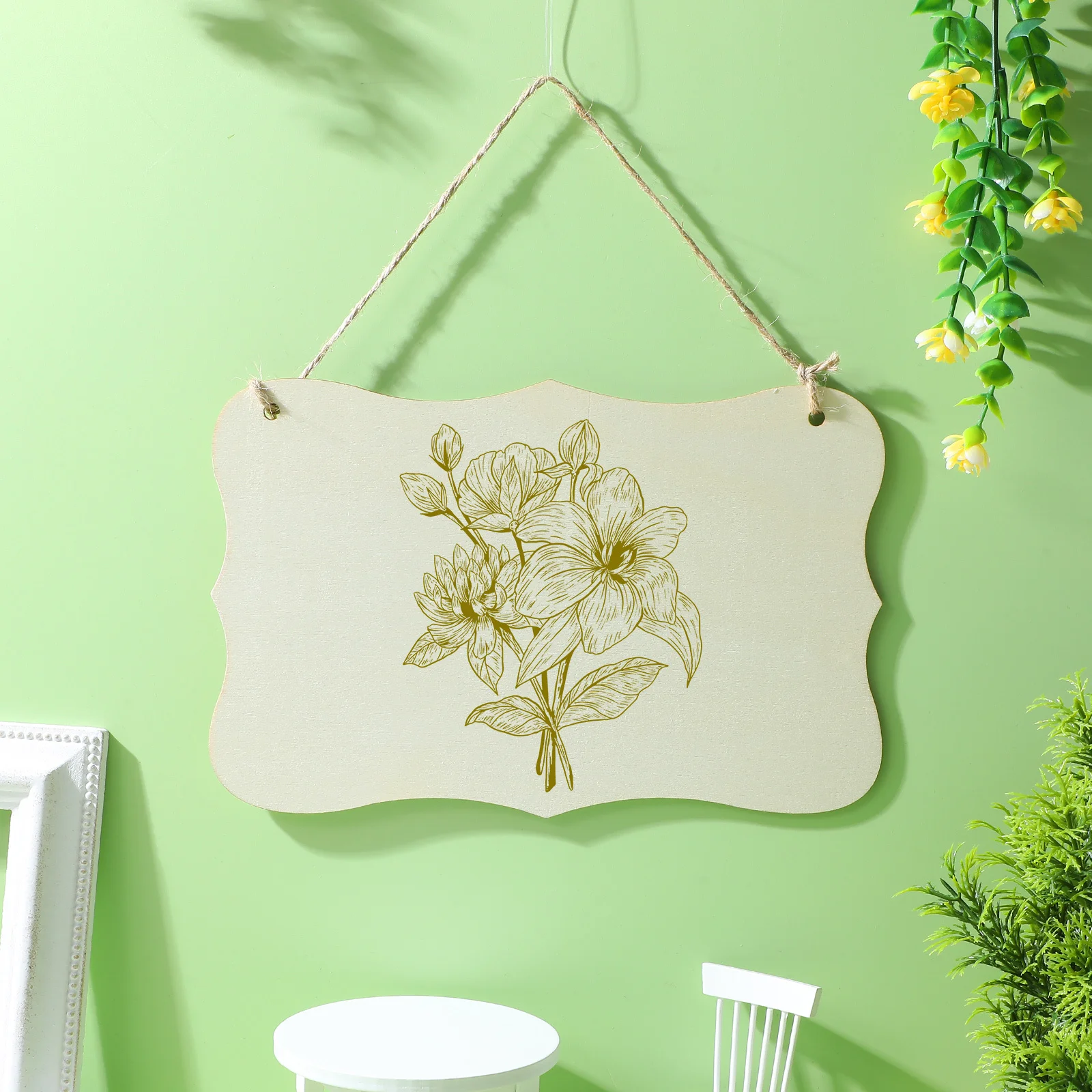 

4pcs Wooden Hanging Signs Blank Unpainted Plaque Rustic Wall Decor For Home Craft Diy Projects Wood Craft Supplies Shaped Slices