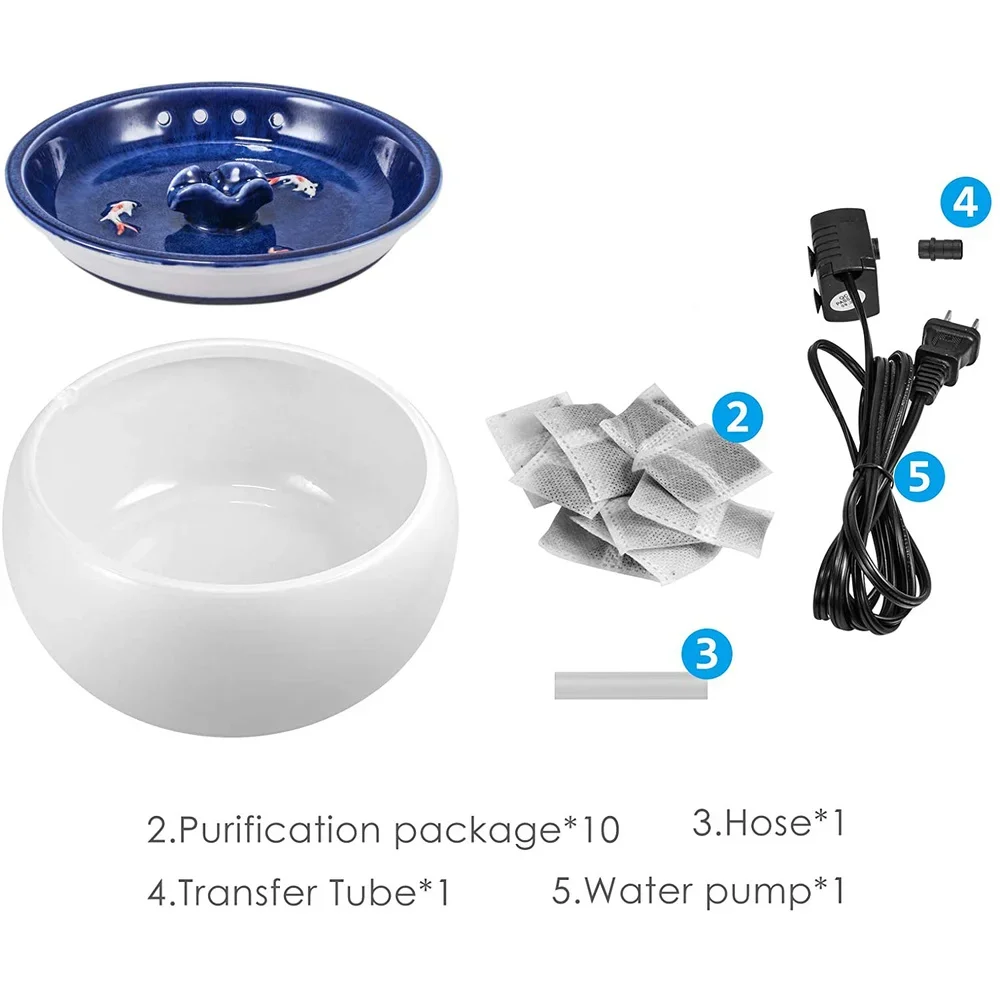 1.5L Electric Ceramic Water Fountain for Cats and Dogs, Automatic Cat Water Dispenser, Pet Bowl