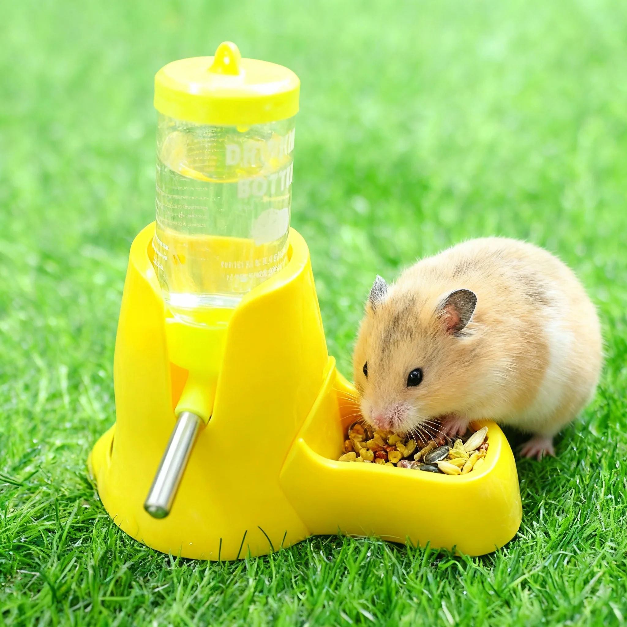 

Hamster Water Feeder Small Animal Automatic Dispenser Drinking Water Bottle Bowls Dish with Food Container for Guinea Pig Rat