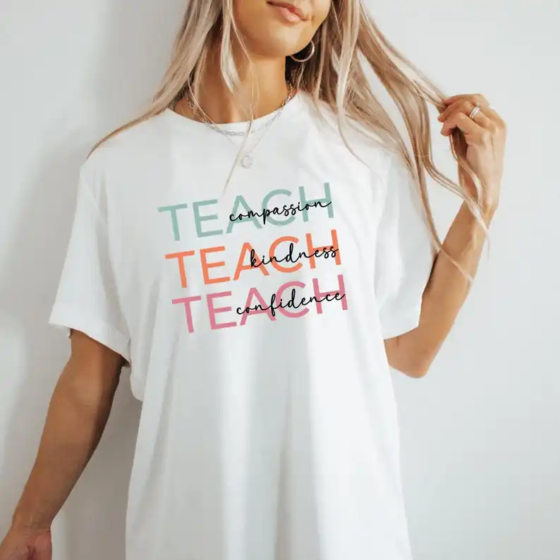 T-shirt d’enseignement mignon, professeur de confidence de la gentillesse de la compassion, cadeaux d’appréciation des enseignants, professeur de groupe Nouvel enseignant