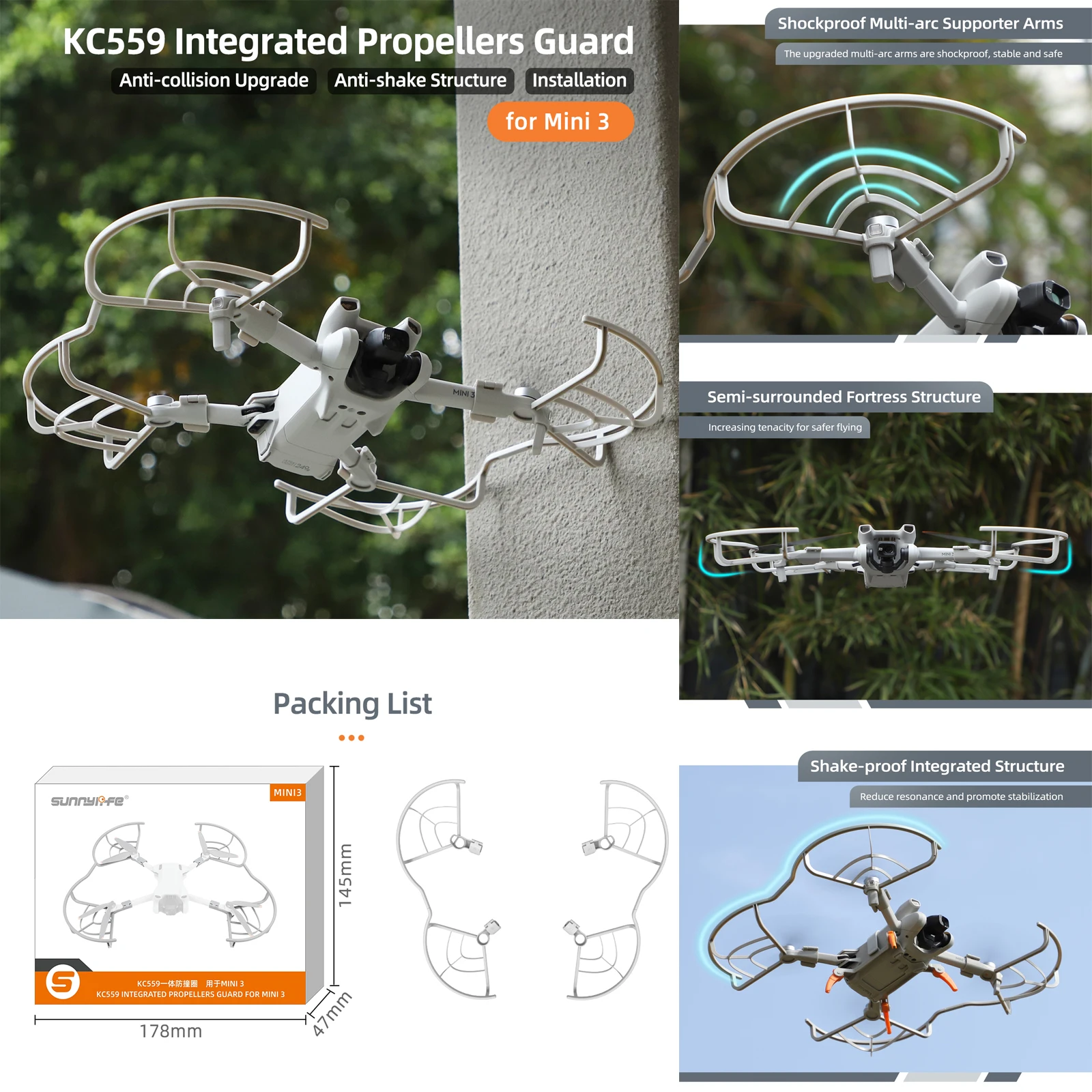 

Compact For DJI Mini 3 Anti-Collision Ring Propeller Blade Protection Ring Quick-Release Anti-Shake Propeller Cover Accessories