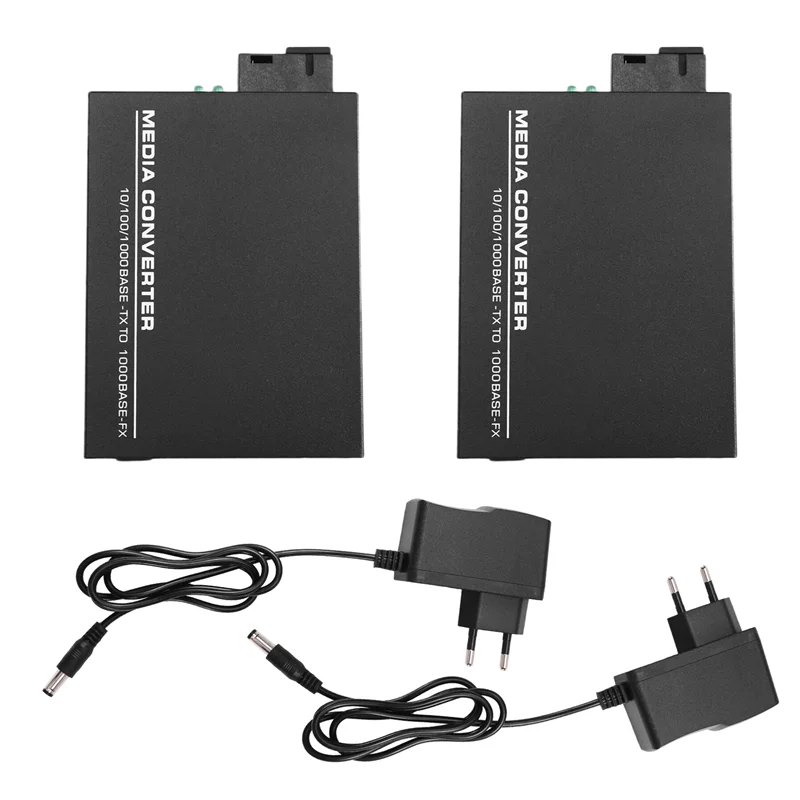 ABMF-Gigabit Ethernet Switch Transceiver 1 Pair Fiber Optic Single Mode 20Km To Rj45 EU PLUG