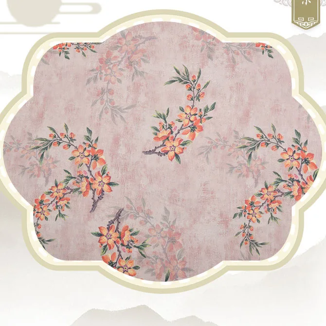 

1 ярд, высокое качество, ткань рами, оранжевые цветы, цифровая печать, ткань для одежды, рубашка, юбка, домашняя ткань для сумки «сделай сам»