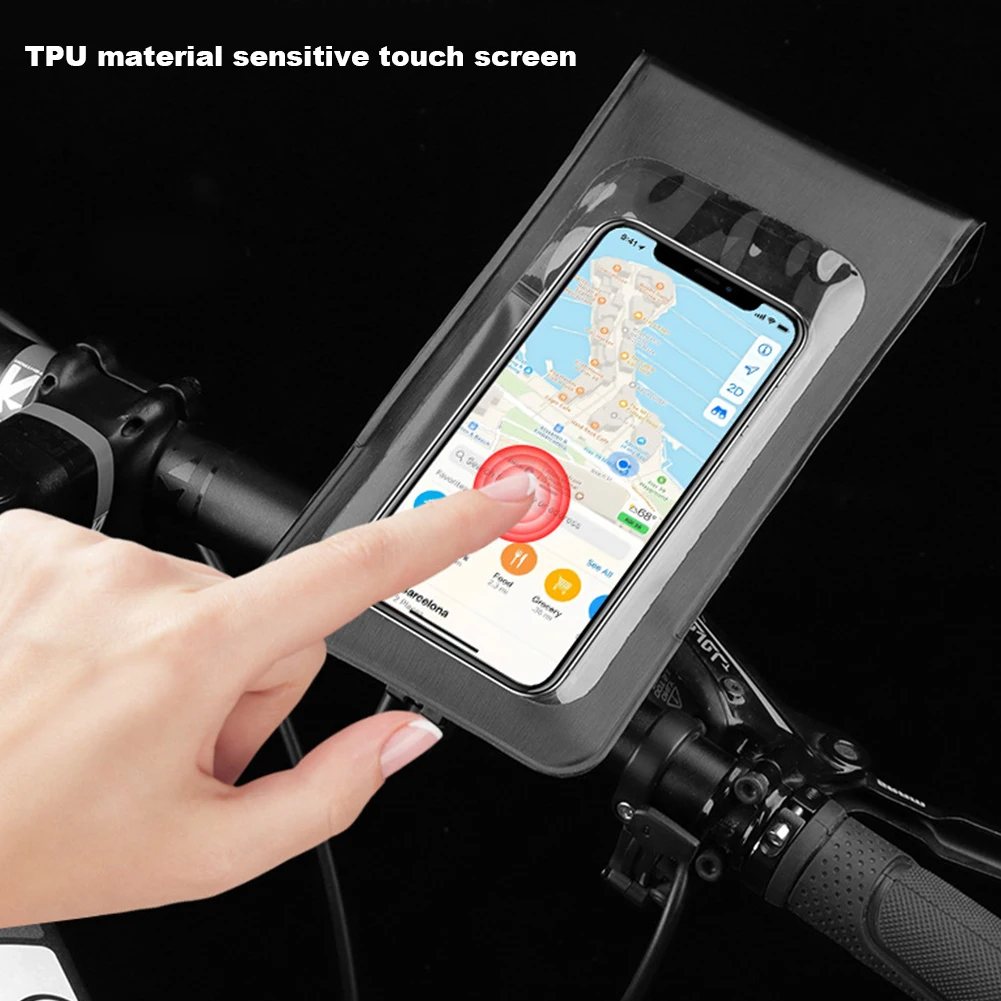 Waterproof Bicycle Phone Bag Stand 360°Rotation Bicycle Handlebar Holder Bag Bicycle Phone Holder Stand for 4.7-6.5 Inch Phone