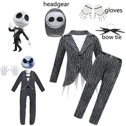 Vestiti per Halloween per bambini Il pesadelo prima di Natale Jack Skellington Costume cosplay per cartoni animati Abiti uniformi di Halloween per ragazzi