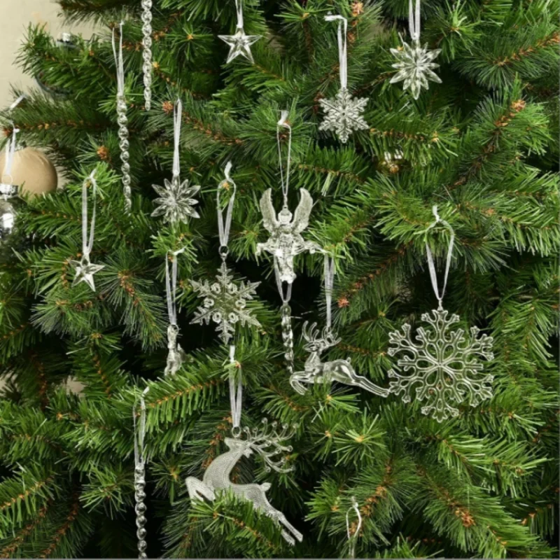 

Christmas Tree Decoration Crystal Pendant Christmas Ornament Snowflake and Icicle Christmas Deer Pentagram Angel Ornament