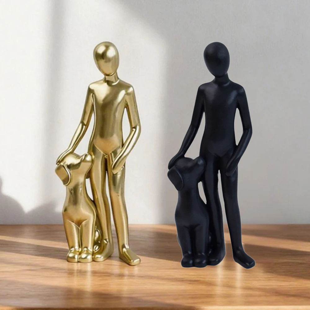 

Human-Dog Family Set Statue Ornament Home Decoraton Craft for Living Room Study Room Entryway Bedroom Dog Lovers Sculpture