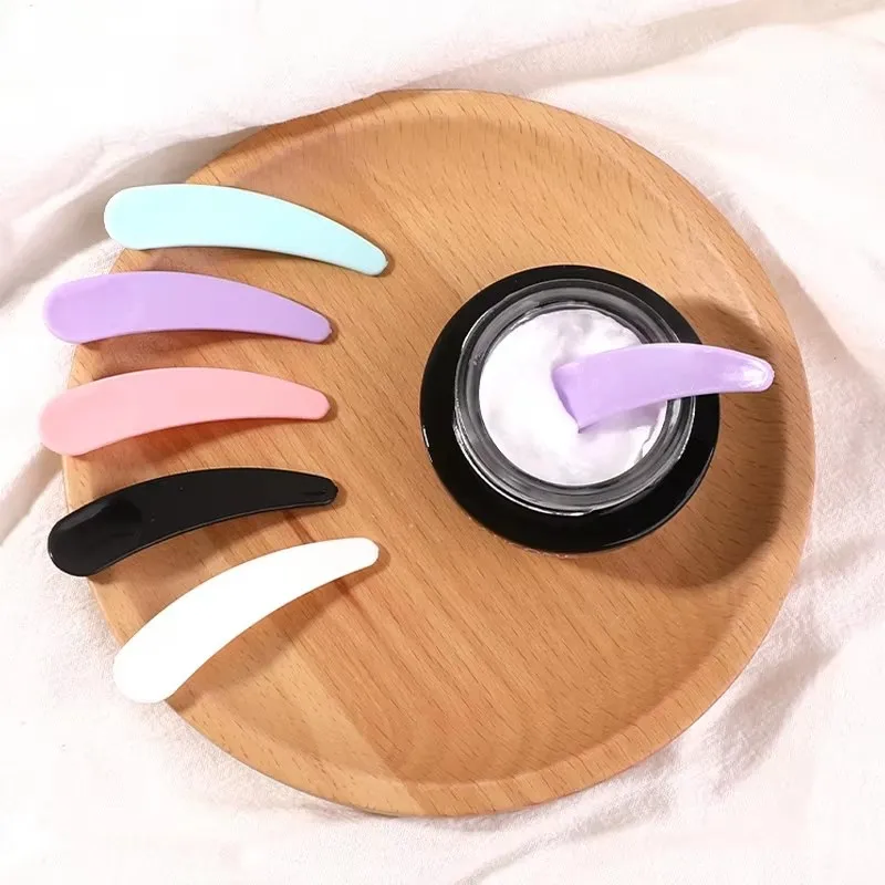 10/30/50/100pcs/lot Mini Cosmetic Spatula Scoop Disposable Mask White Black Green Purple Plastic Spoon Makeup Tool 5.5cm