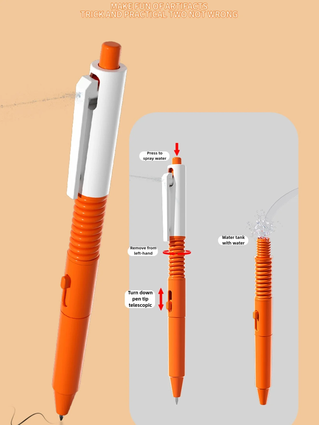 1 Stück Scherzartikel: Wasserpistolen-Stift, durch Drücken Wasser versprühen, ideal für Streiche und zur Stressbewältigung, dient auch als normaler Stift, geeignet für Scherzspiele für Jugendliche, perfekt als Geschenk für verschiedene Feiertage. – Detail 3