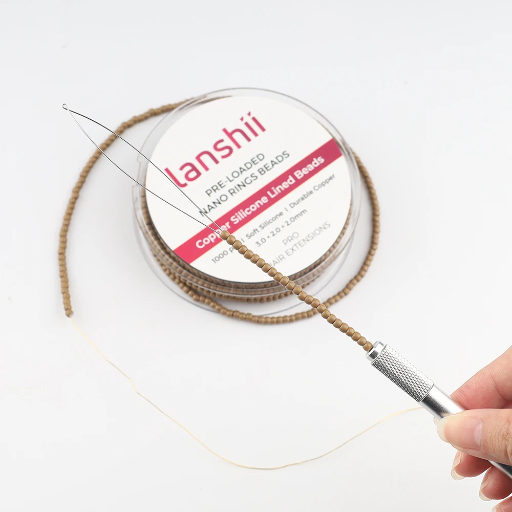 란시이 3mm 나노 구리 비즈 1000개 – 실리콘 코팅, 헤어 익스텐션용 사전 로드된 툴 휠, 다양한 색상 가능