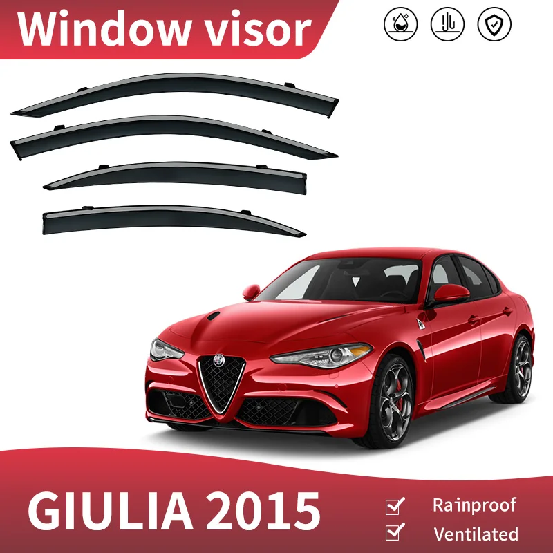 

For Al-fa Romeo Giulia 2015-2023 Plastic Window Visor Vent Shades Sun Rain Deflector Guard 4PCS/SE