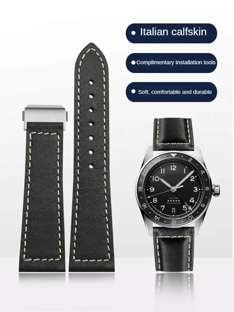 Suitable for The L-o-n-g-i-n-e-s Pioneer Z-u-l-u Speed Equestrian C-omcast Master Series Frosted Leather Watch Strap 22mm