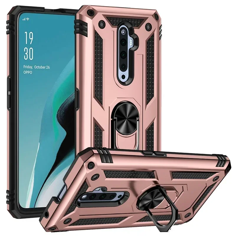 For OPPO Reno 2Z Case Shockproof Armor Phone Case For Reno 4 5 Lite 4F 5F 5Z 6 Magnetic Finger Ring Holder Cover