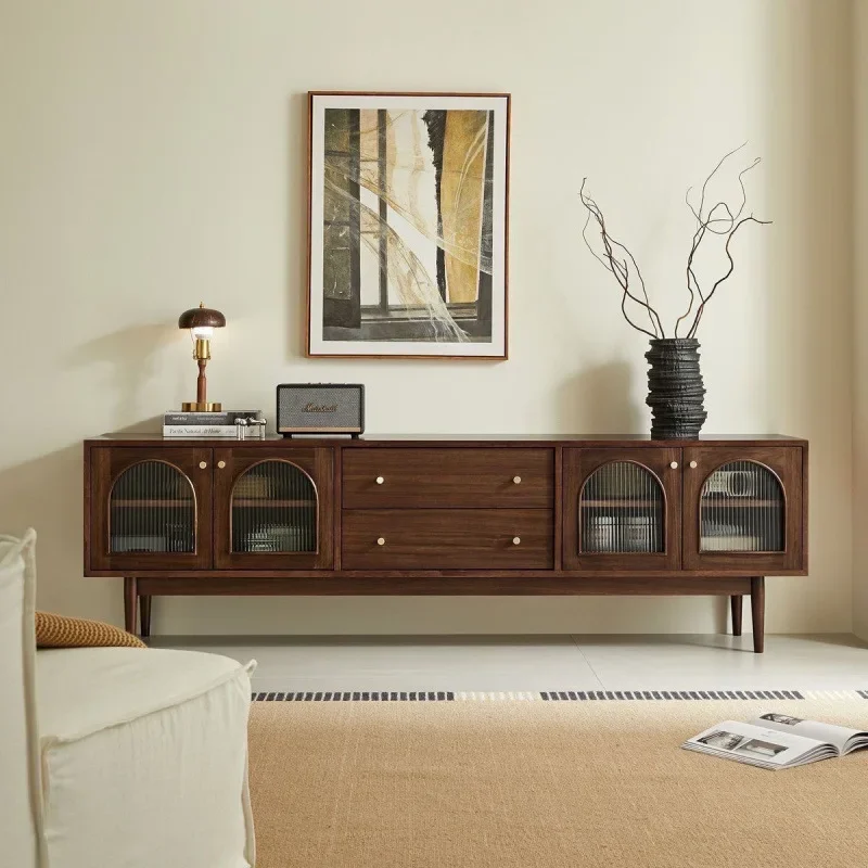 

Nordic small apartment solid wood TV cabinet, living room furniture locker medieval