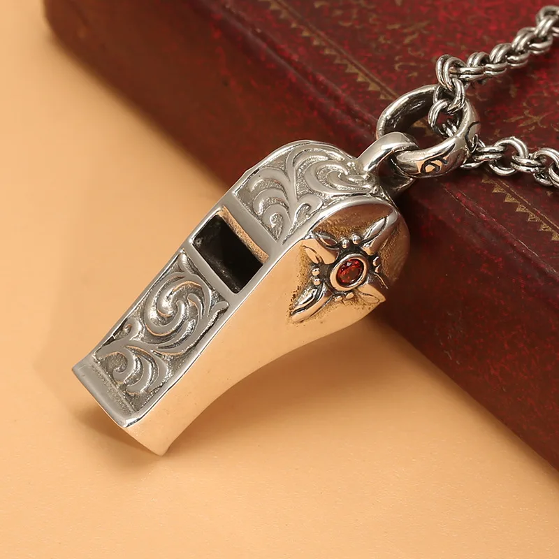 

Sterling silver s925 whistle pendant necklace pendant men can be blowed easiest for match pendant women's thai silver jewelry