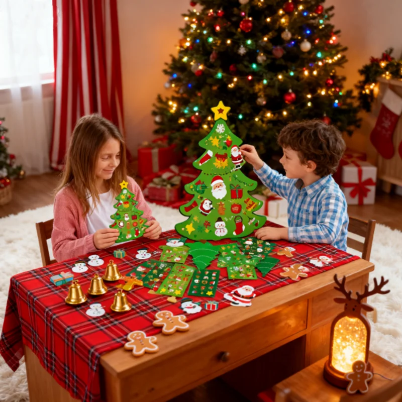 

HUAHUA2025 NEW Family Christmas Craft Kit 24pcs, DIY Ornament Set with Stickers, Educational Holiday Activity for Kids & Parents