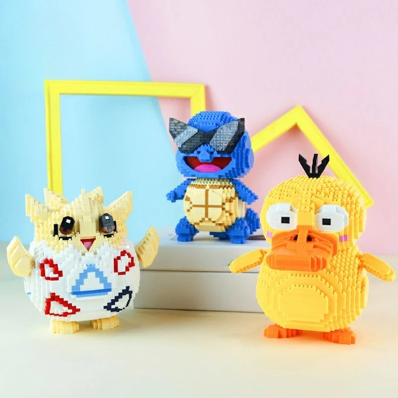 Pokemon Building Block Cartoon Psyduck Squirtle Togepi Banana Micro Diamond Bricks Figures Model Toys for Children Gifts