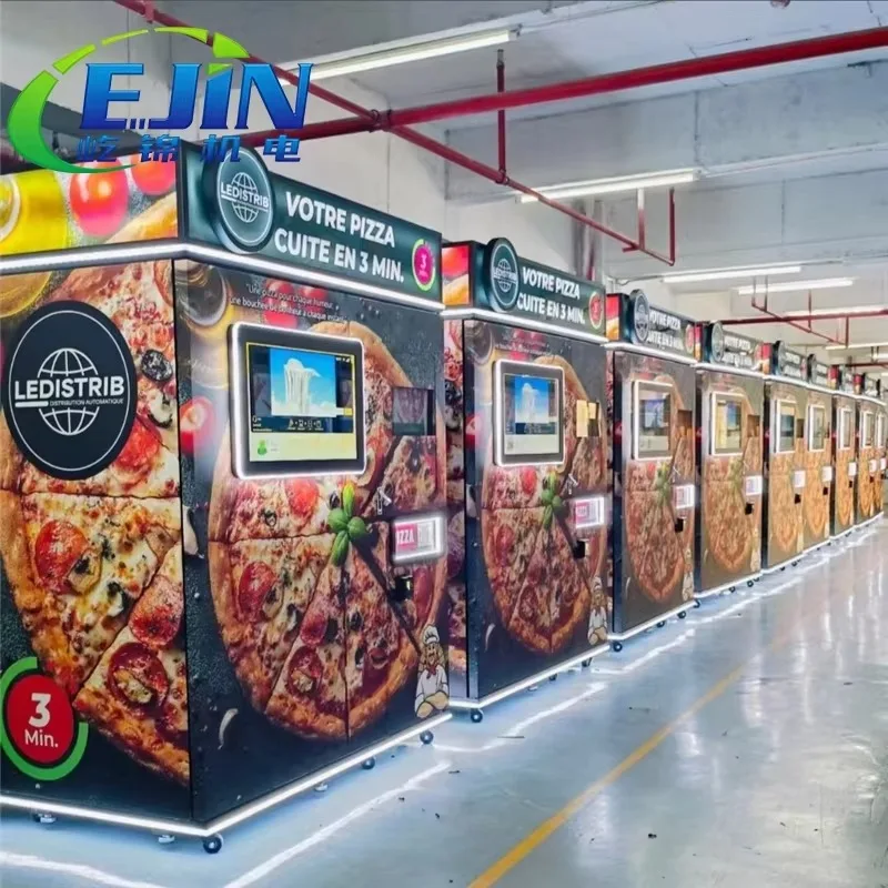 Self Service Metal Pizza Vending Machine For Bakery Automatic Heating Touchscreen Display QR Code Credit Card Integration