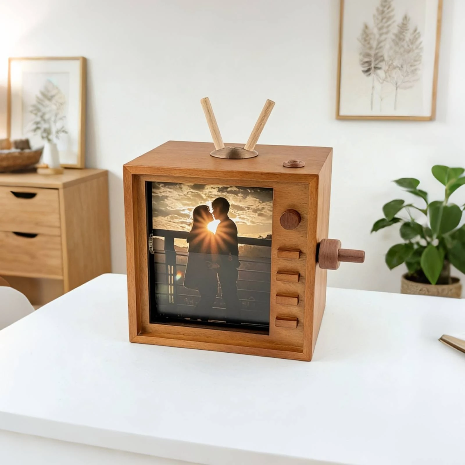 Mechanical Photo Album Retro Flip Photo Album Nostalgic Desktop for Couples, Desk, Shelf