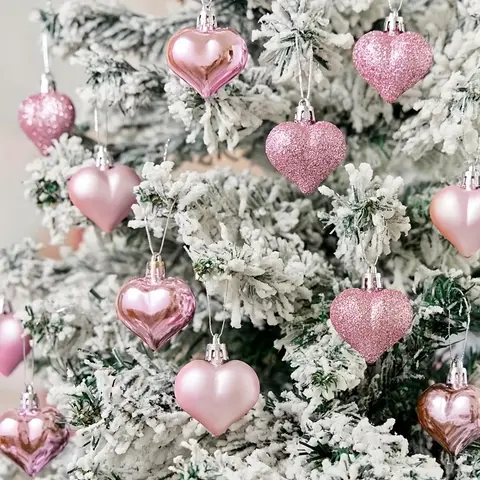12pcs Pink Christmas Ball Ornaments Shatterproof Xmas Ball Decorations Set for Christmas Tree Home Office Decor Gift