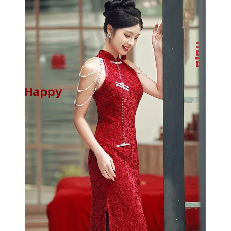 

Ele Chinese Sle Wedding Dr for Women Engagement Dinner Par Long Qipao Dr ort Sve Wedding Ceremony Dr