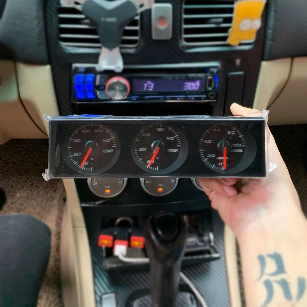 Automobile Modification Instrument, Water Temperature Oil Temperature Oil Pressure Turbine Pressure Triple Meter