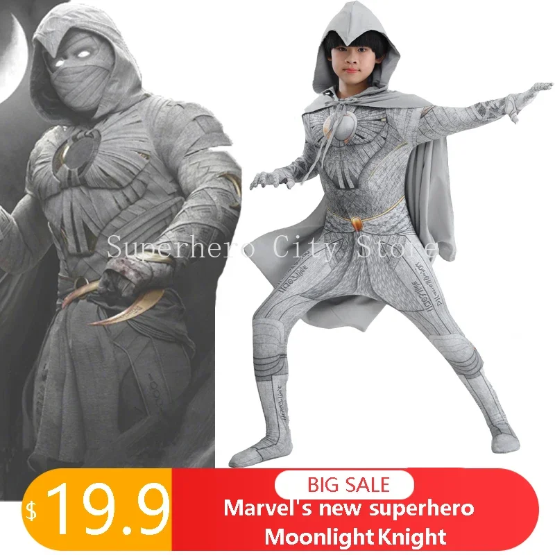 Moonlight Knight Cosplay para adultos e crianças, macacão Halloween, capa, super-herói, Zentai