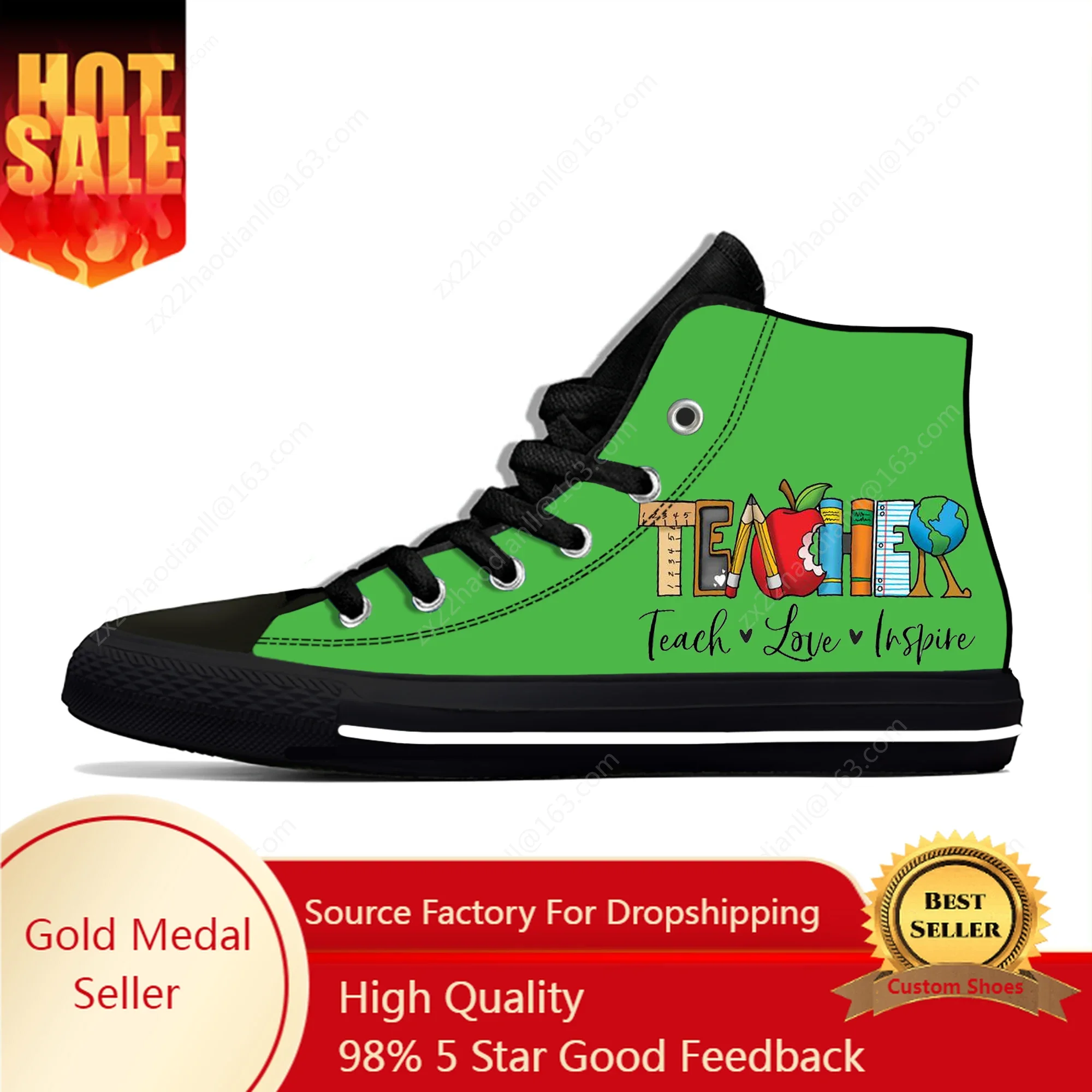 

Teach Love Inspire High Top Sneakers Mens Womens Teenager Casual Shoes Canvas Running Shoes 3D Print Breathable Lightweight shoe