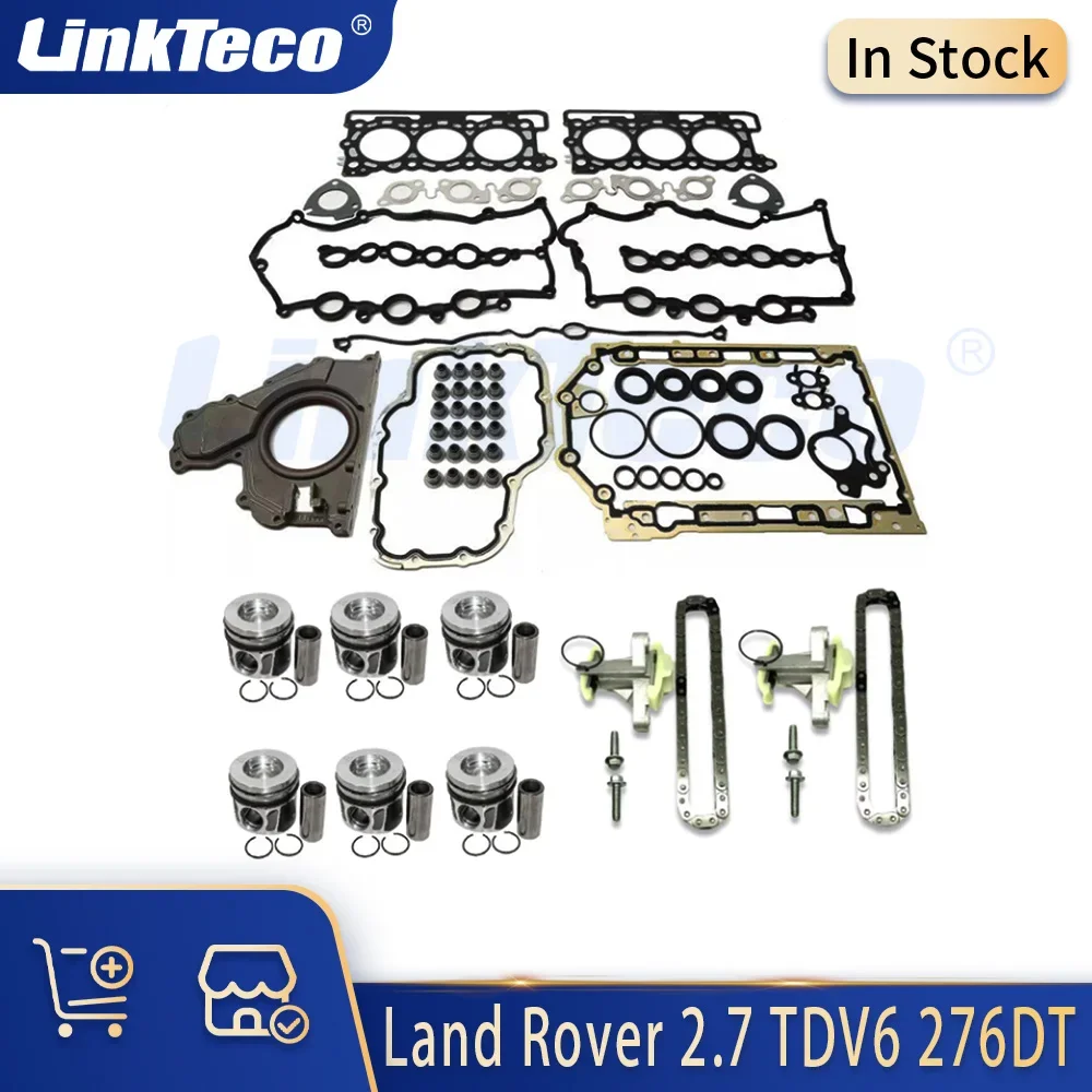 Engine Parts Cylinder Head Gasket Set Piston Kit Timing Chain Kit Fit 2.7 L V6 Diesel 276DT For Land Rover Discovery III IV 2.7L