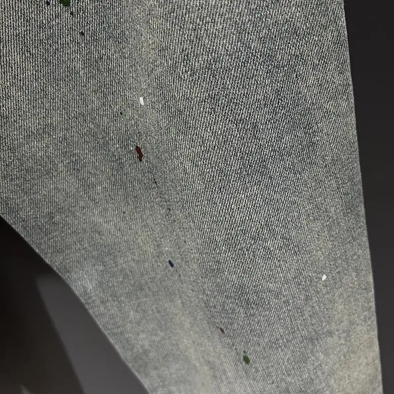 Men's Clothing Spring and Autumn Thin Printed Jeans Trendy Brand Light Luxury All-match Small Straight Letter Denim Trousers