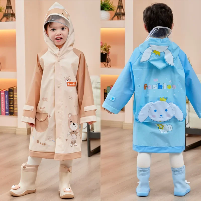 Kuromi Kawaii Sanrio Anime Children Raincoat My Melody Cinnamoroll Babys  Sweet Cute Cartoon Thickened Waterproof Coat Kids Gift