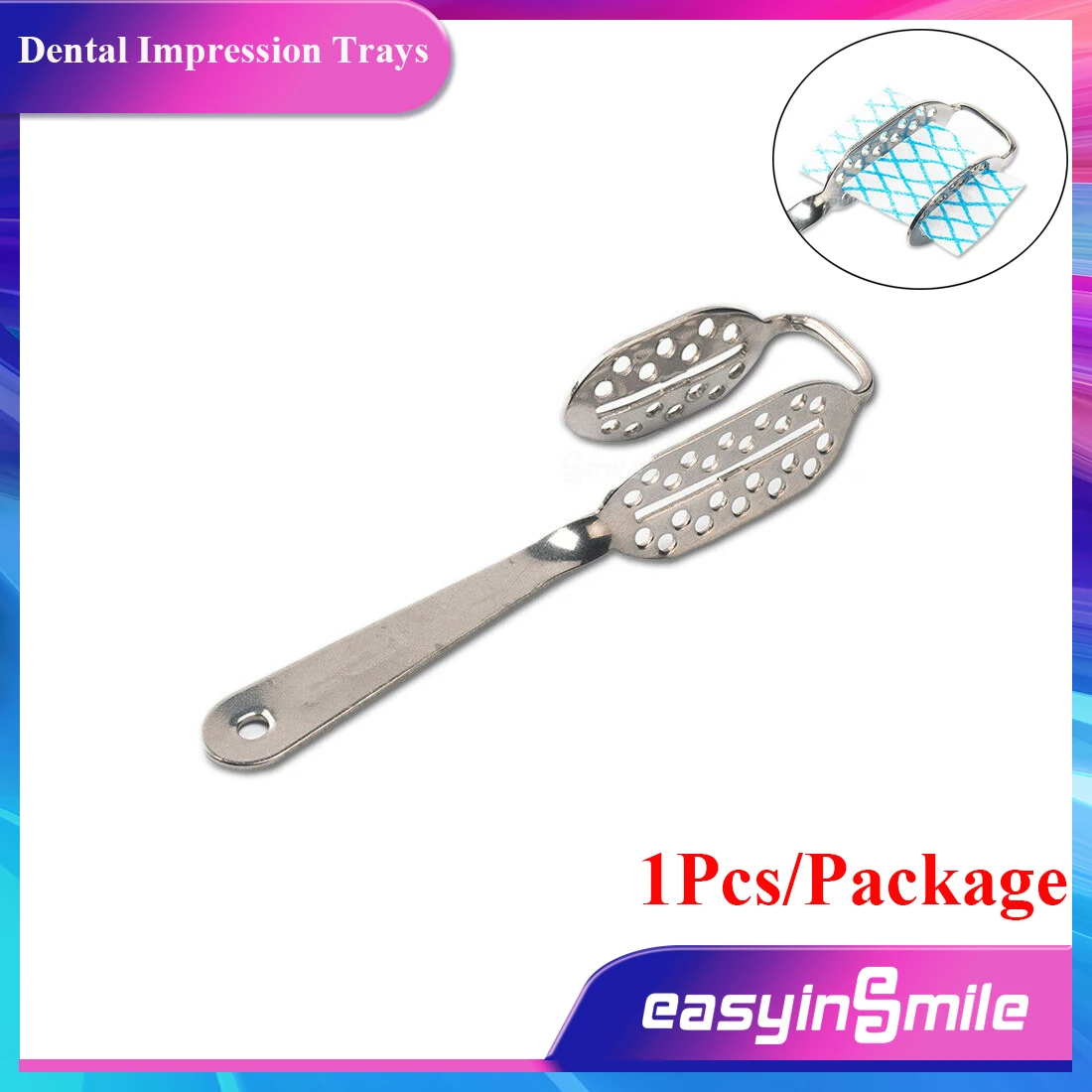 1Pc Dental Orthodontic Impression Metal Bite Tray Instrument Lab Tool Autoclave EASYSINSMILE