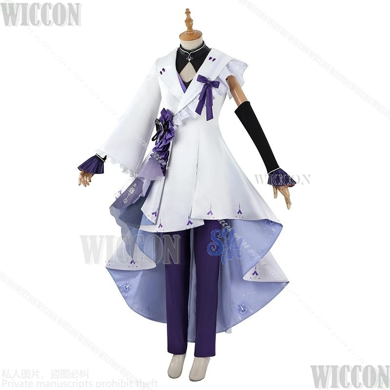 Anime Game Nu: Carnaval Cosplay Kuya Kostuum Sexy Goochelaar Uniform Wit Magisch Gewaad Grote Hoed Broek Lange Pruiken Halloween Party Cos