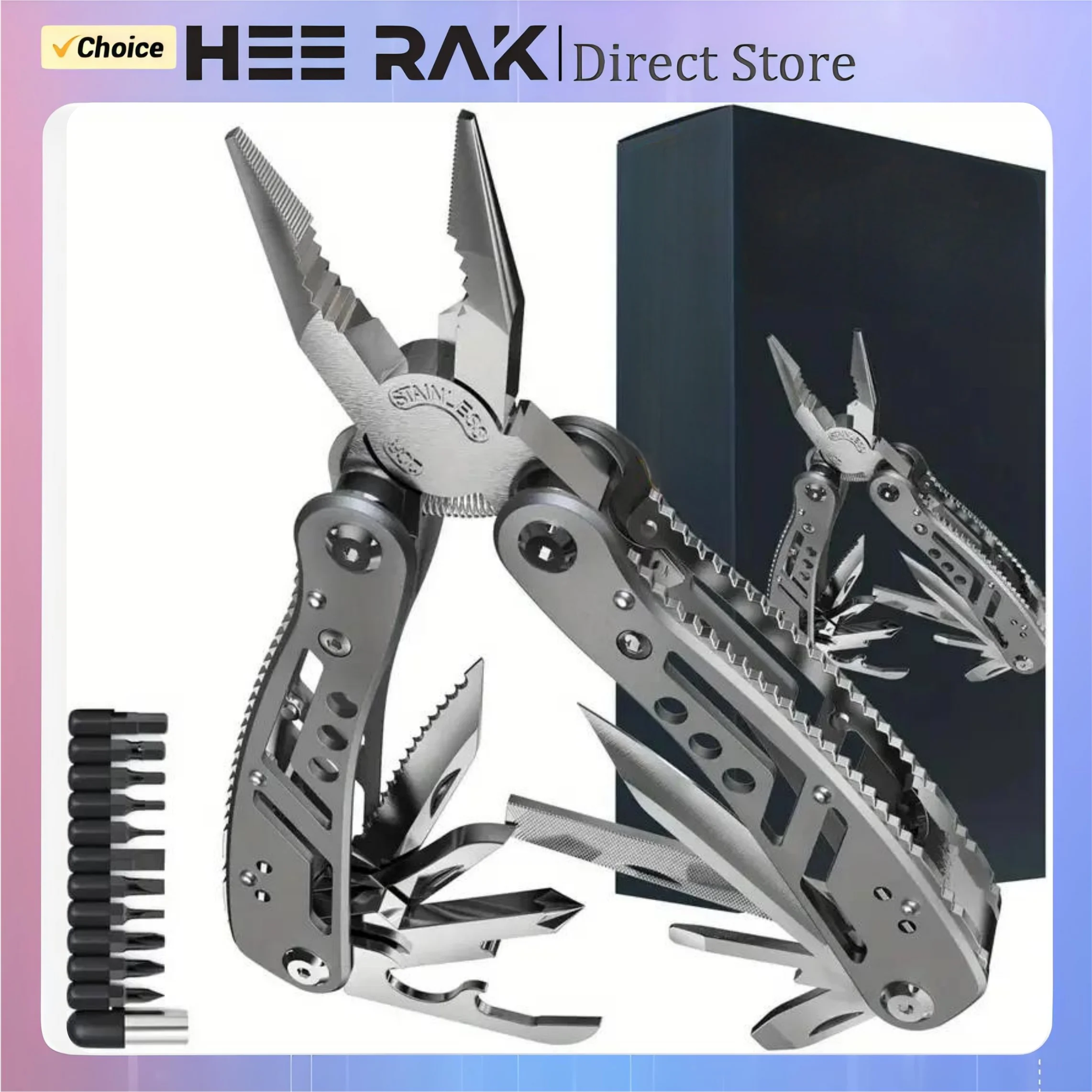

HEE RAK Portable Pocket Multitool 420 Stainless Steel Pliers Knife Screwdriver for Outdoor Survival Camping Hunting and Hiking