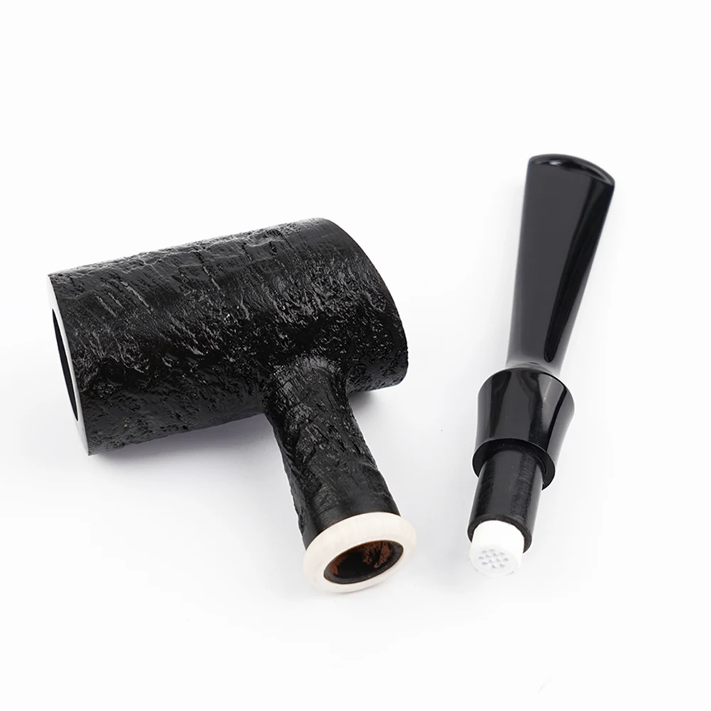 MUXIANG Handmade Briar Pipes Hammer Desktop Tobacco Pipe Wooden Straight Stem Pipe Real Briar Pipes Bowl diameter 18mm 35g