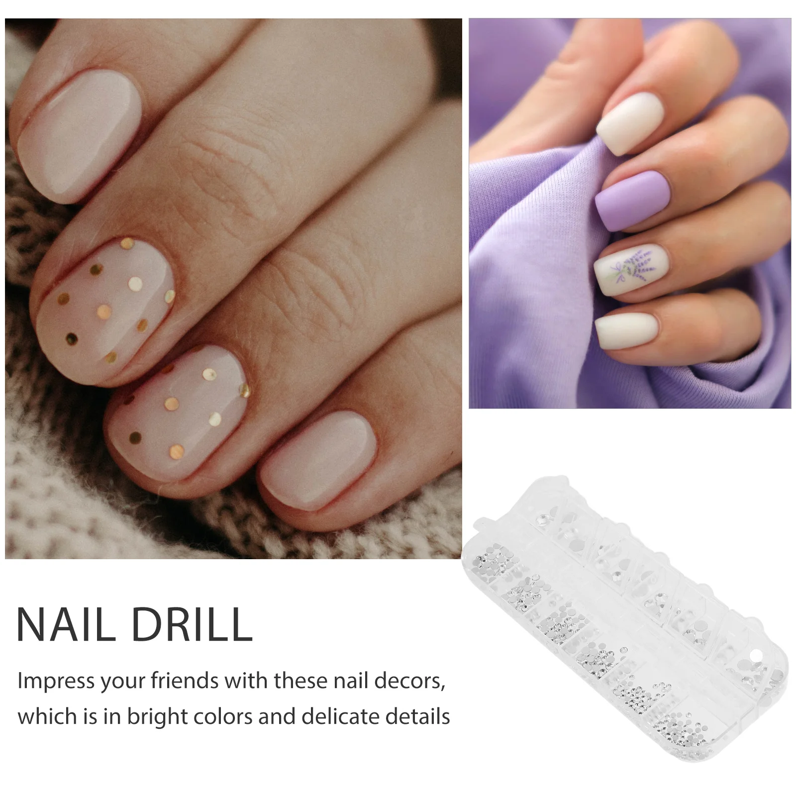 1 conjunto de broca de água encaixotado gemas do prego premium strass arte decoração para diy manicure design elegante brilhante encantos conjunto acessórios do prego