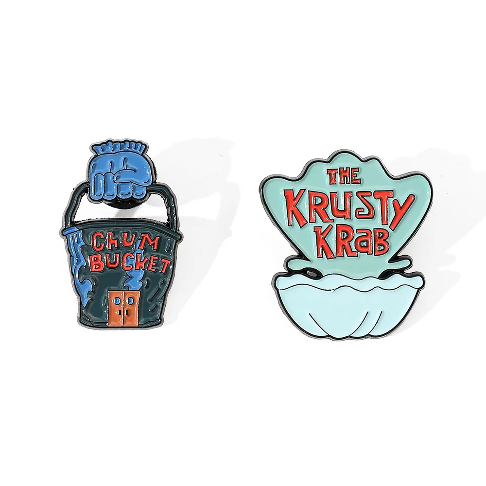 

1 Set Fashion Cartoon Brooch Creative Chum Bucket Enamel Pin Metal Badge Jewelry Clothing Backpack Accessories Gift for Friends