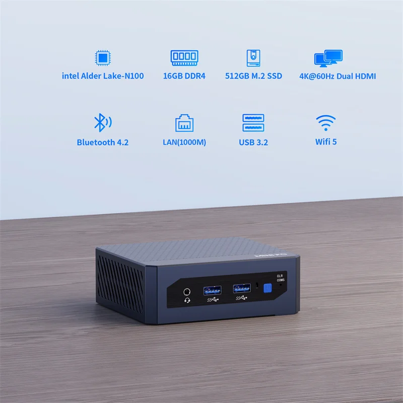 SZBOX ألدر ليك N100 / N95 كمبيوتر صغير 16 جيجابايت DDR4 512 جيجابايت M.2 SSD ويندوز 11 برو واي فاي 5 BT4.2 1000 متر LAN 4K 60 هرتز مكتب كمبيوتر صغير