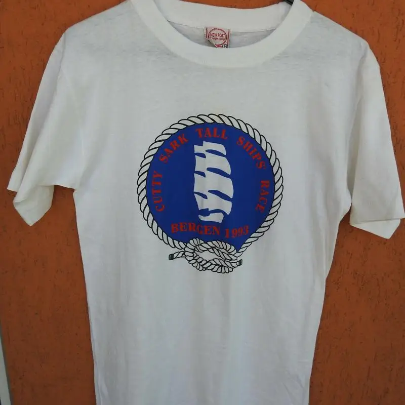 

Футболка с изображением Бергена, Норвегия, Cutty Sark, высокие корабли, гоночная, 90S, 1993 г., размер S, винтаж