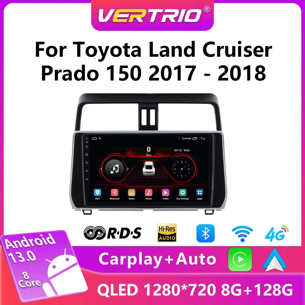 

Android 13 For Toyota Land Cruiser Prado 150 2017 2018 Car Radio Navigation Multimedia Player GPS BT WiFi+4G Video Carplay 2din