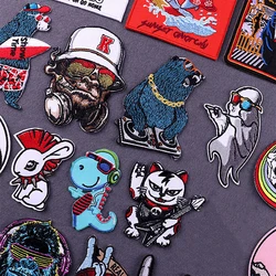 Rock Hip Hop Animal Patch Iron On Patches On Clothes Cartoon Applique Embroidered Patches For Clothing Stickers Sewing Badges