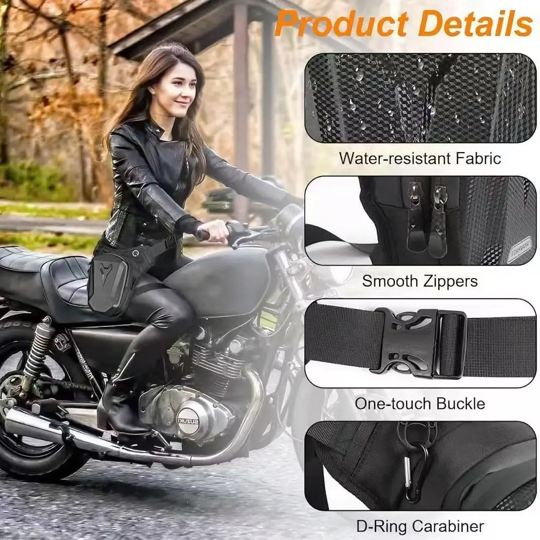 Motorcycle Thigh Bag Water-Resistant Hard Shell Hip Pack for Riders Multi-Sport Waist Bag for Cycling Hiking Outdoor Activities
