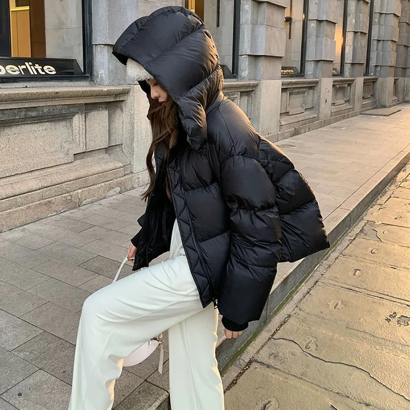 New Women Down Cotton Parkas Autumn Winter Short Thickend Warm Cotton-Padded Jacket Woman Korean Chic Loose Hooded Parka Outwear