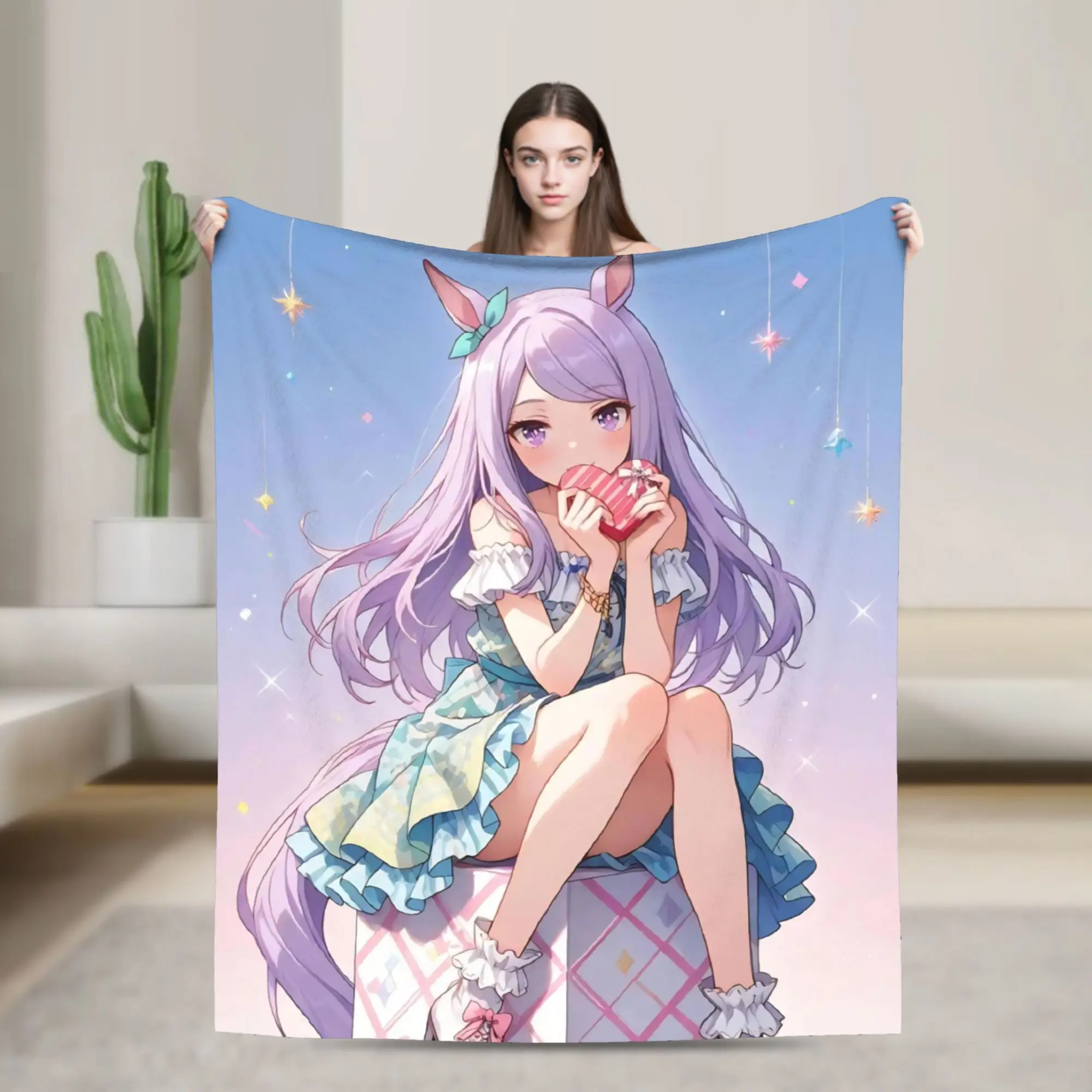 Umamusume Pretty Derby Mejiro Blankets Flannel Printed  Breathable Warm Throw Blanket for Home Travel Rug Piece