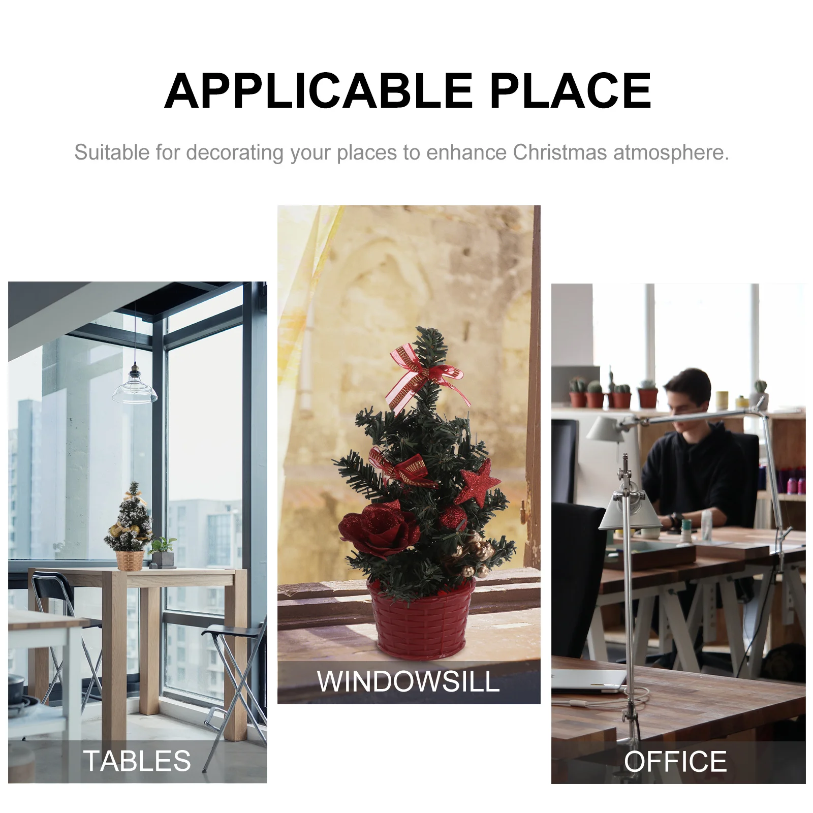 

3 pcs Mini Christmas Tree Decorations Fireproof Artificial Xmas Trees For Diy Home Office Party Decor Pvc Ornament Scene