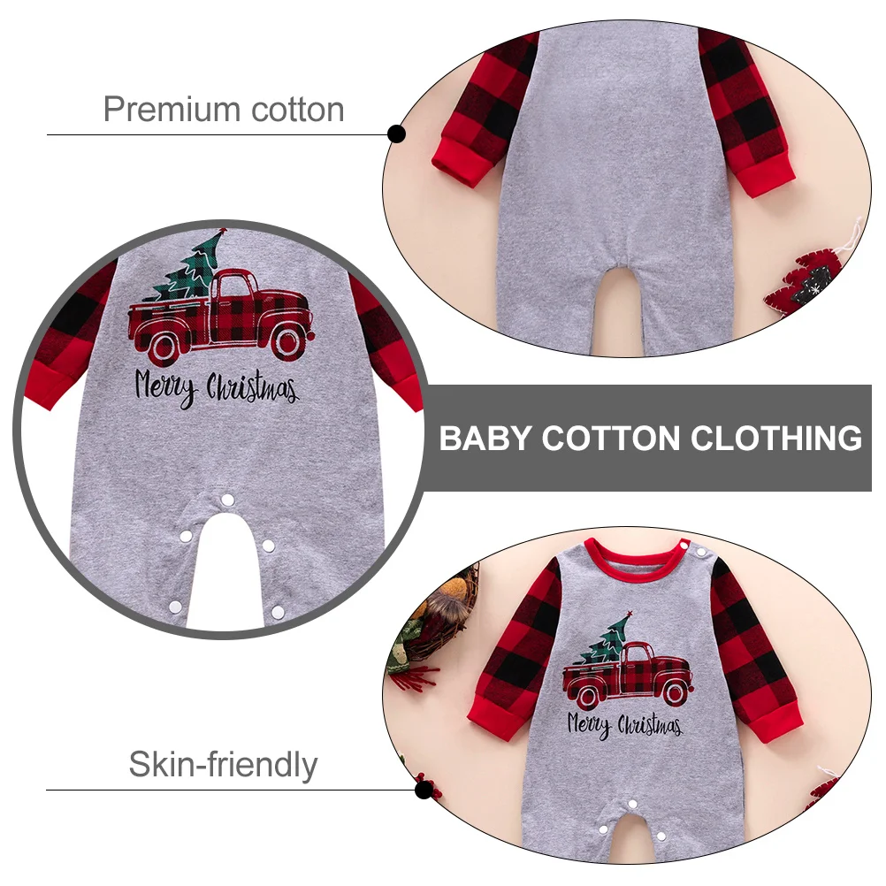 

Комбинезон с изображением рождественской елки и автомобиля, детская хлопковая одежда, комбинезоны, наряд для младенцев, пижамы, цельные штаны, реквизит для фотосессии новорожденных, очаровательный