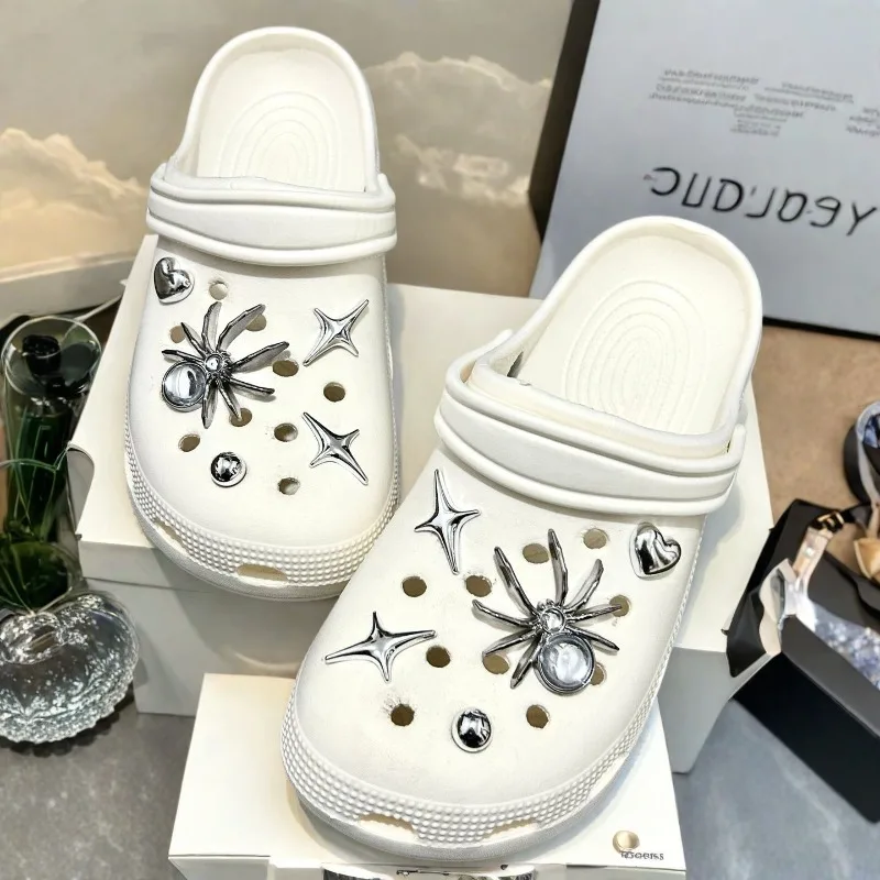 

Декоративные элементы для обуви DIY: серебряные бабочки, пауки, сердца, садовые украшения, пряжки для обуви с отверстиями, аксессуары для обуви, подарок для женщин и девочек на вечеринку