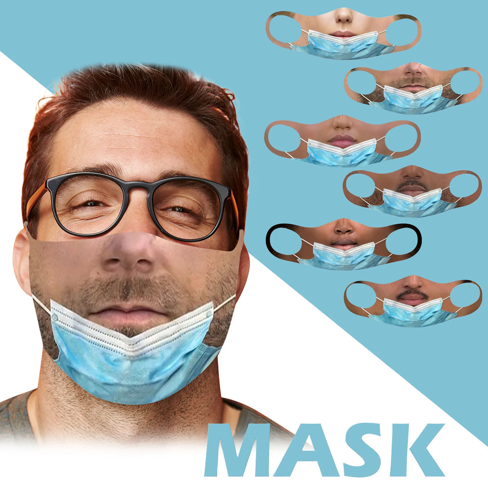 Adult Prank Same Style For Men And Women Print Face Mask New Long Wear Washable And Reusable Mask Breathable Comfortable Mask